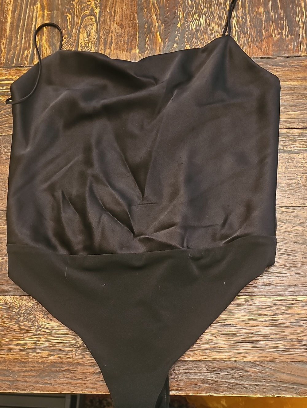 Alice + Olivia Black Satin Spaghetti Strap Bodysuit Small